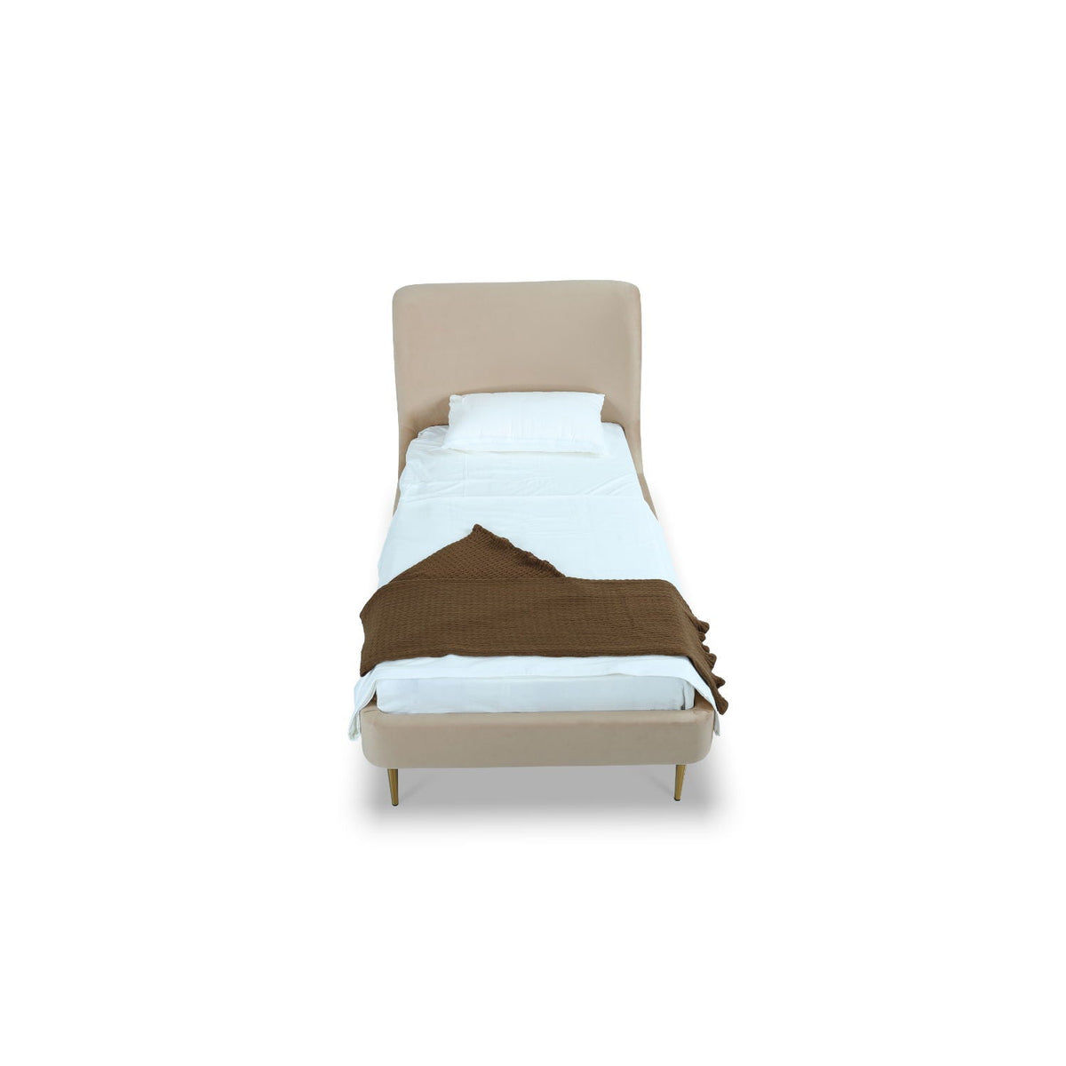 Mid-Century Modern Upholstered Bed With Curved Headboard, photo 20 of 40