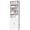 Bookcase Tall 5-Tier Adjustable Storage Shelf With Door Deep - White by HouseOfZazla