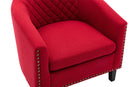 accent Barrel chair living room chair with nailheads and solid wood legs Red Linen