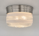 RETRO 1960's Antique DRUM Flush Mount Ceiling Light Brushed Nickel by The Lamp Goods