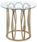 Monett Round Glass Top Side End Table Chocolate Chrome