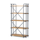 Yorktown - Industrial 5 Shelf Bookcase With Metal Pipework And Solid Fir - Natural