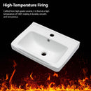 Wall Mounted Rectangular Bathroom Sink With 304 Stainless Steel Towel Bar & Overflow - White by HouseOfZazla