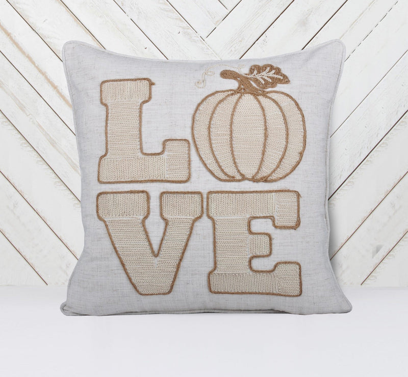 Love Pumpkin Embroidered Throw Pillow – Rustic, photo 5 of 5