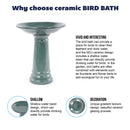 Ceramic Pedestal Bird Bath for Outdoor Garden