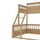 Twin XL over Queen Bunk Bed with Ladder and Guardrails, Natural