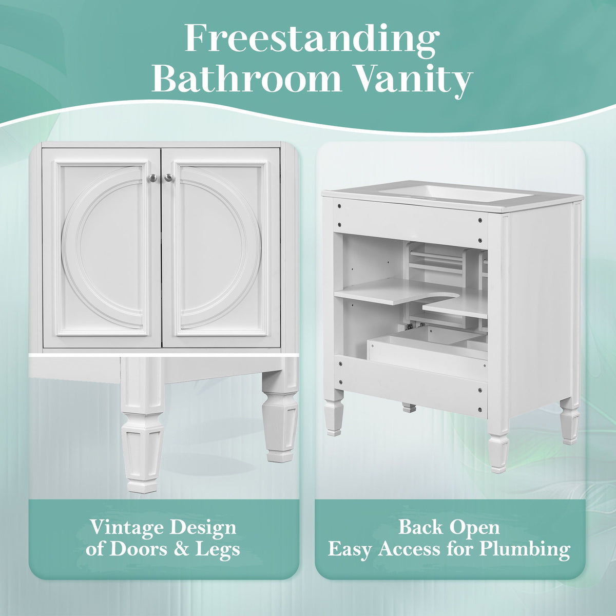 Double Sink Bathroom Vanity Set with Wall Mount Mirror Cabinet, photo 26 of 40