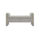 Modern Teddy Upholstered Large Bed End Bench With Arms And Storage