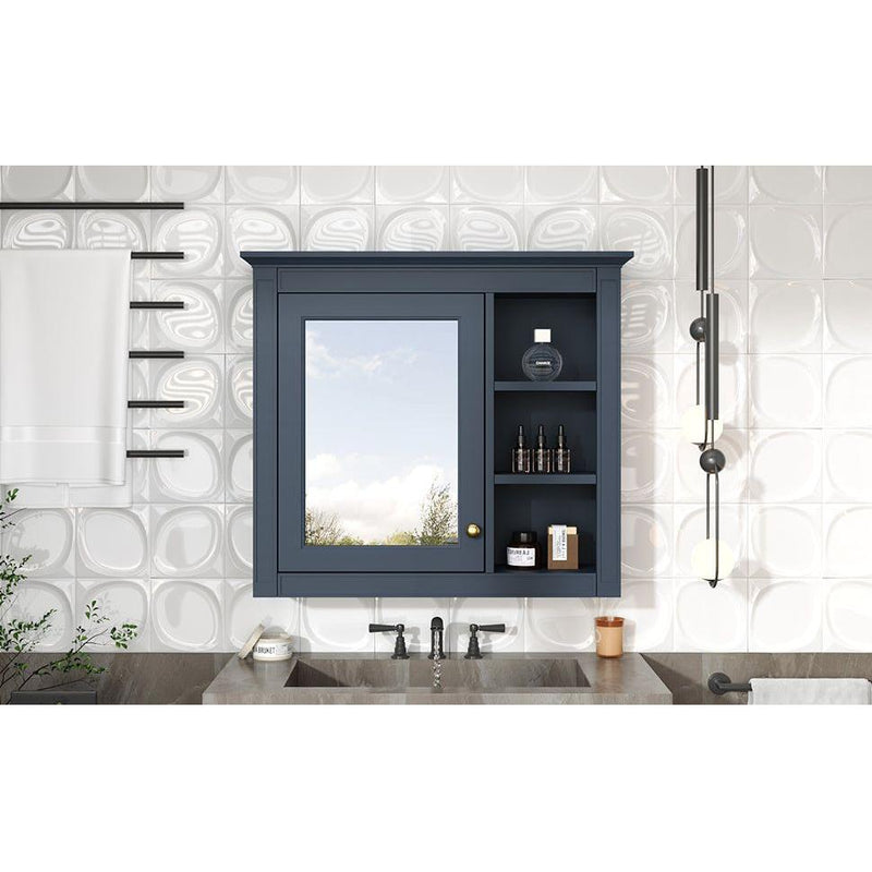 30" x 28" Medicine Cabinet, Wall Mounted Bathroom Storage Cabinet, Modern Bathroom Wall Cabinet with Mirror,Medicine Cabinet, Mirror Cabinet with 3 Open Shelves (Not Include Bathroom Vanity)