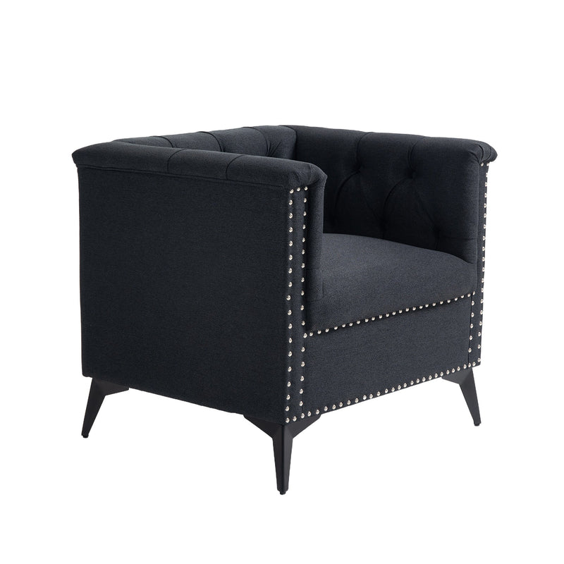 Accent Chair Living Room Chairs Single Sofa Chair,Arm Chairs with Linen Fabric, Mid Century Accent Arm Chairs Comfy Reading Lounge Club Armchair for Bedroom Office Study