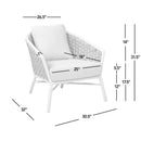 Rowan - Rope Barrel Back Patio Accent Arm Chair (Set of 2) - Optic White by HouseOfZazla