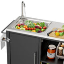 Outdoor Grill Table With Sink, Grill Cart With Sink And Cabinet With Wheels - Black / Silver by HouseOfZazla