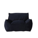 Allea - Velveteen Bean Bag Chair With Armrests - Midnight Blue by HouseOfZazla