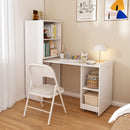 Stretchable Office Desk With Storage Shelves And Mobile Wheels by Unique Piece Furniture