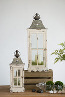 Wooden Candle Lantern Decorative, Hurricane Lantern Holder Decor For Indoor Outdoor, Home Garden - Ivory by HouseOfZazla