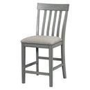 3-piece Counter Height Dining Table Set with Built-in Storage Shelves, One Faux Marble Top Dining Table and 2 counter chairs with footrest,Grey