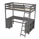 Loft Bed With U-Shaped Desk, Drawers, And Storage Shelves