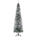 HOMCOM 7.5' Tall Unlit Snow-Flocked Slim Artificial Christmas Tree