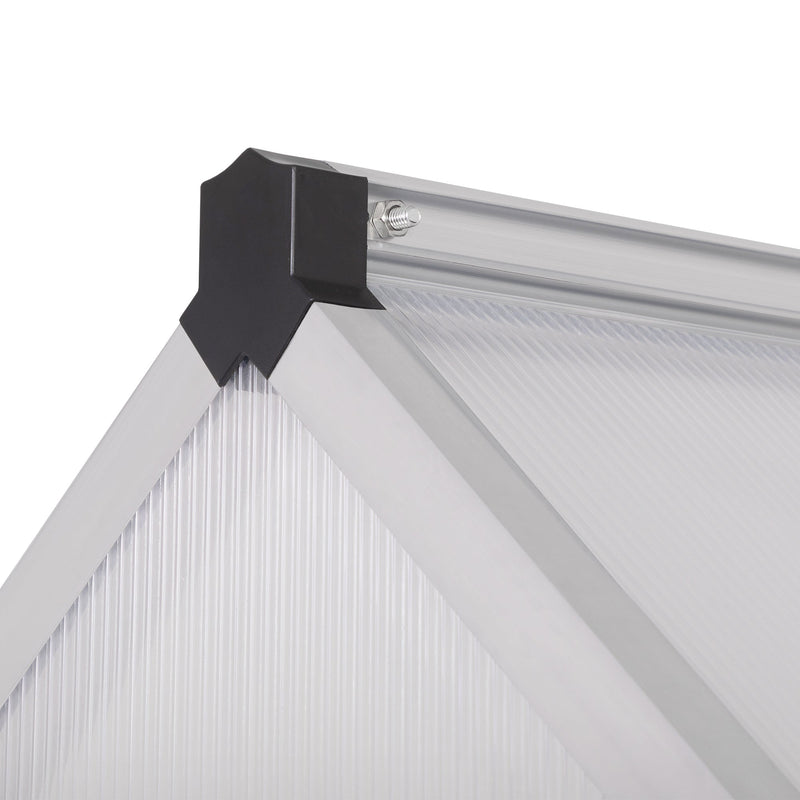 6x8 FT Polycarbonate Greenhouse, Outdoor Walk-in Green House with Vent Window, Hinged Door, Rain Gutter, Heavy-Duty Aluminum Hot House for Backyard Garden