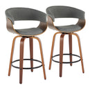 Vintage Mod - Mid Century Modern Fixed Height Counter Stool & Swivel With Round Footrest (Set of 2) by HouseOfZazla
