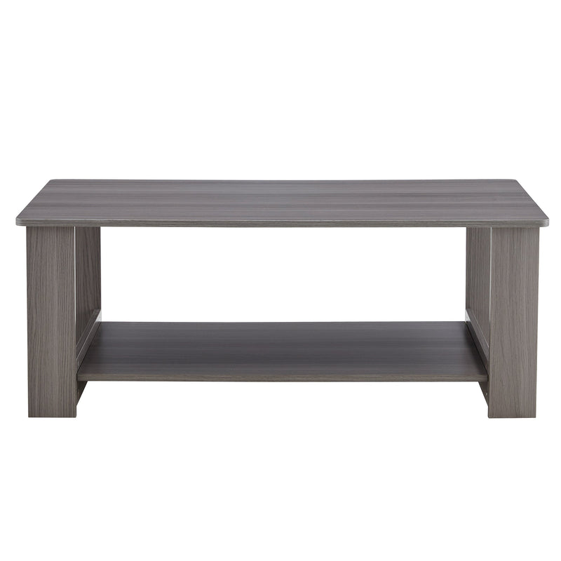 A modern and practical gray textured coffee table,tea table.Double layered coffee table made of MDF material,. Suitable for living room,bedroom and study room. 43.3"x21.6"x16.5" CT-16