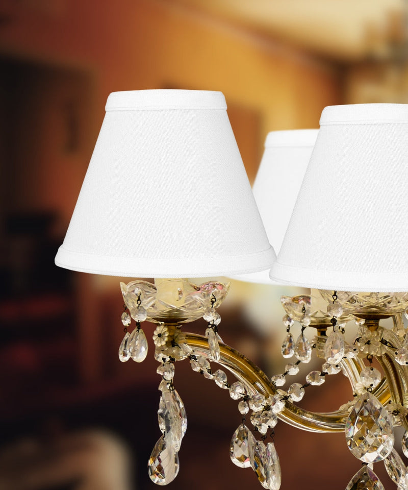 6"W x 5"H Set of 6 Chandelier White Linen Clip-On Lampshade