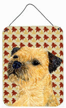 Border Terrier Fall Leaves Portrait Aluminium Metal Wall or Door Hanging Prints