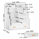 Bookshelf With 2 Storage Drawers, Front Facing Bookcase And Toy Organizer, Multi Tier Reading Shelf - White