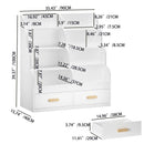 Bookshelf With 2 Storage Drawers, Front Facing Bookcase And Toy Organizer, Multi Tier Reading Shelf - White by HouseOfZazla