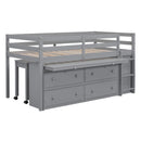 Loft Bed With Retractable Writing Desk And 4 Drawers, With Lateral Portable Desk And Shelves by HouseOfZazla