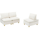 88-inch simple, modern and ultra-comfortable straight-row three-seater off-white flannel sofa is suitable for living rooms, bedrooms and balconies.