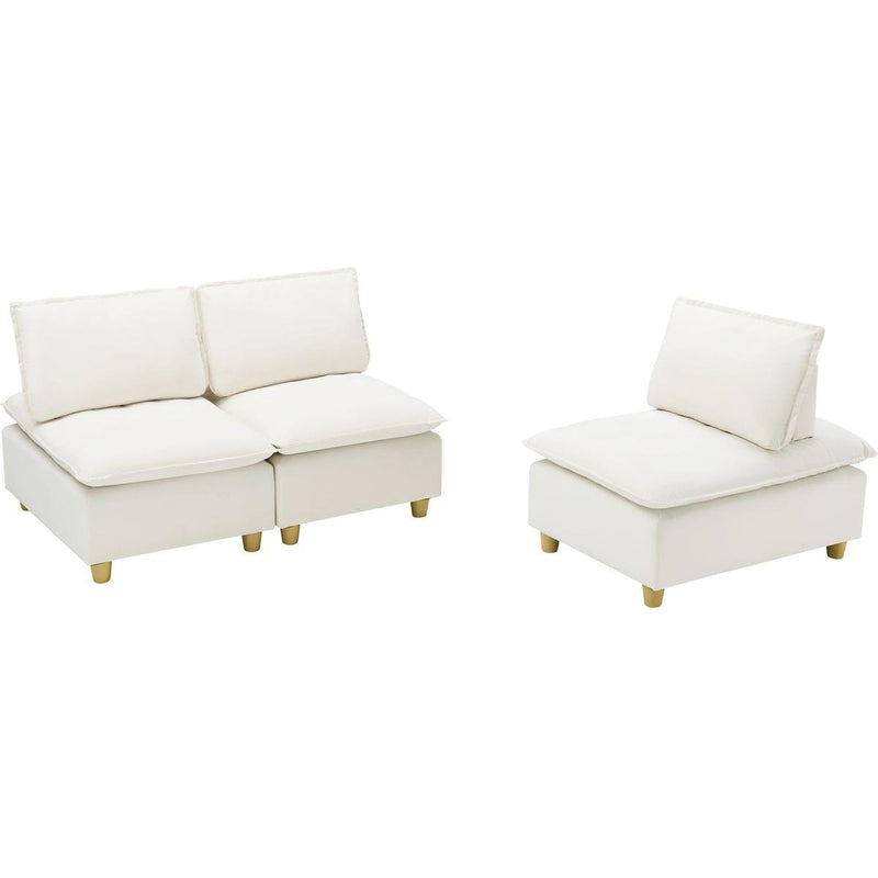 88-inch simple, modern and ultra-comfortable straight-row three-seater off-white flannel sofa is suitable for living rooms, bedrooms and balconies.
