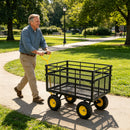 Wagon Cart Garden Cart Trucks Make It Easier To Transport Firewood Yellow+Black by HouseOfZazla
