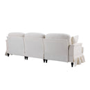 L-Shaped Sectional Sofa With Removable Ruffled Skirt, Flared Arms, Ottoman - White by HouseOfZazla