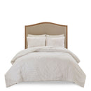 3 Piece Tufted Cotton Chenille Palm Comforter Set Off-White King/Cal King