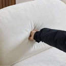 L-Shaped Sectional Sofa With Removable Ruffled Skirt, Flared Arms, Ottoman - White by HouseOfZazla