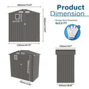 6X3.5FT Compact Metal Outdoor Storage Shed with Peaked Roof and Lockable Door, Gray, by Montret