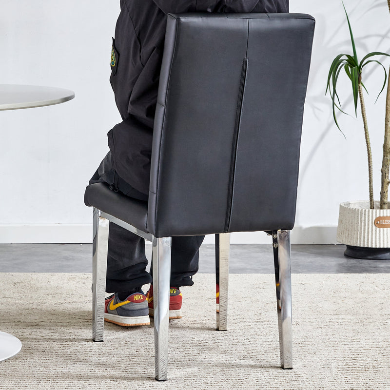 4-piece dining chair set, modern style kitchen soft cushion high backrest, with embedded buttons, metal leg office chair, suitable for restaurants, offices, and restaurants.