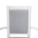 7-Piece Updated 76.9inch Extendable Trestle Dining Table Set with Removable Leaf, Kitchen Table Set with Upholstered Side Chair and Arm Chair, Set of 6, White