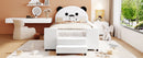 Upholstered Daybed With Bear Shaped Headboard, Hydraulic System And Breathable Fence