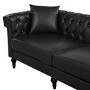 Sectional Sofa Couch for Living Room, L Shaped Reversible Modern Chesterfield Sofa with Rolled Arms and Nailhead, 5 Seat Tufted Couch for Small or Large Space(Black) PU Leather