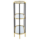 3 Tier Metal Console Table, Mirrored Shelf - Golden Black by HouseOfZazla
