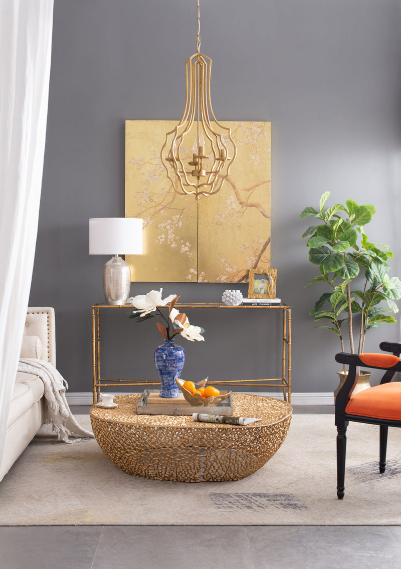 4 - Light Metal Chandelier, Hanging Light Fixture with Adjustable Chain for Kitchen Dining Room Foyer Entryway, Bulb Not Included