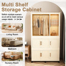 Portable Wardrobe Closet Storage Organizer With 9 Magnetic Doors - Cream White by HouseOfZazla