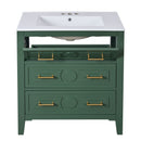 Retro Bathroom Vanity With Sink Combo, Free Standing Single Set With 3 Drawers