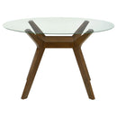 Paxton Round 48-inch Glass Top Wood Dining Table Brown