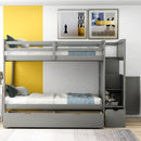 Bunk Bed, Convertible Bottom Bed, Storage Shelves And Drawers by HouseOfZazla