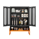 Modern Metal Shoe Cabinet With DoublebSided Doors And Adjustable Partitions