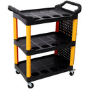 3 Tier Rolling Auto Detail Cart With Wheels - Yellow & Black