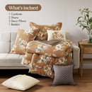 7-Piece King Vin Floral Comforter Set - Terracotta